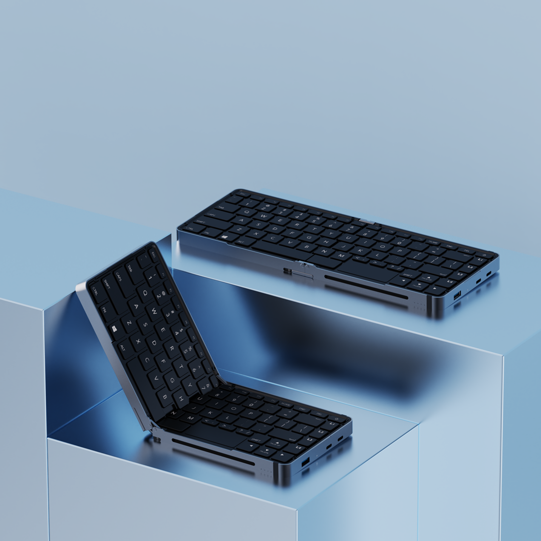 Mobile All in one Mini PC with Folding Keyboard