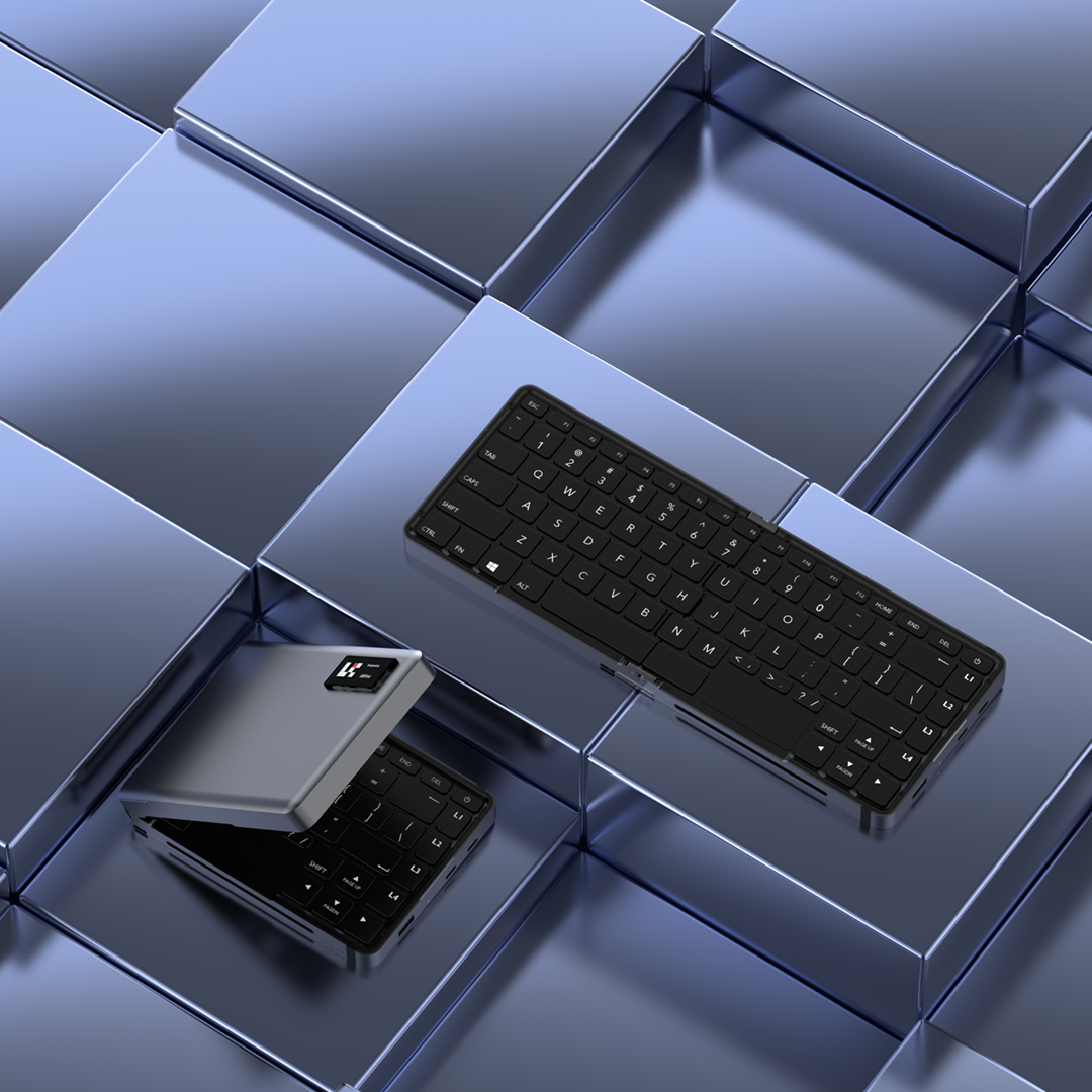 Mobile All in one Mini PC with Folding Keyboard